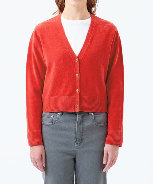 MACKINTOSH PHILOSOPHY(マッキントッシュ フィロソフィー)の「モールニットカーディガン(カーディガン/ボレロ・レディース・レッド系その他2/ダークネイビー/ベージュ・38/36)」の7枚目の写真