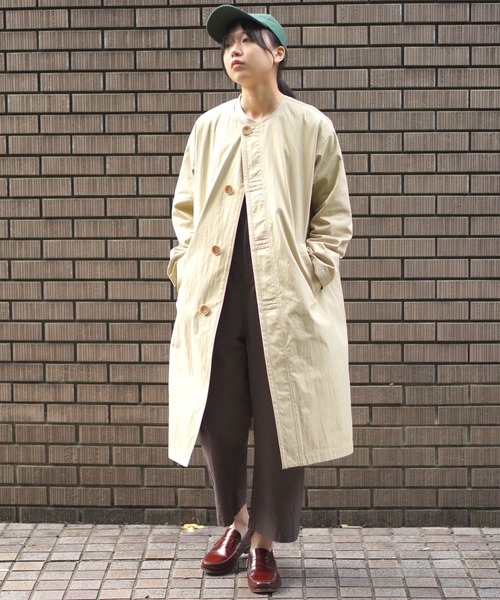 BROOKLYN OVERALL(ブルックリンオーバーオール)の「ピーチバイオノーカラーコート(ノーカラーコート・レディース・ベージュ・FREE)」の22枚目の写真