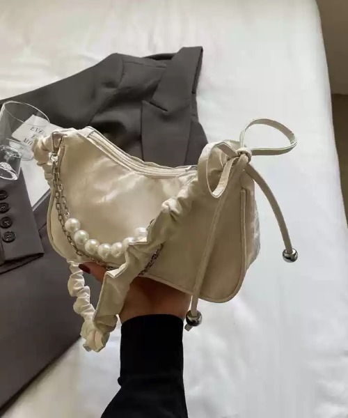 セール】パール付き ギャザー ミニショルダーバッグ（ショルダー
