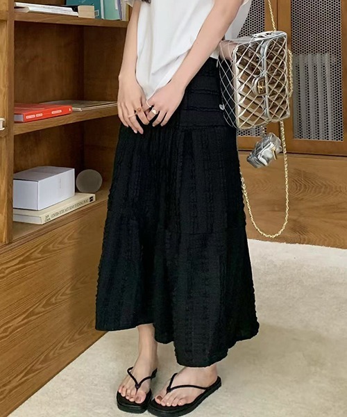 gossip!ロサンゼルス(ゴシップロサンゼルス)の「Y2K フリル 切り替えスカート(スカート・レディース・オフホワイト/ブラック・FREE)」の2枚目の写真