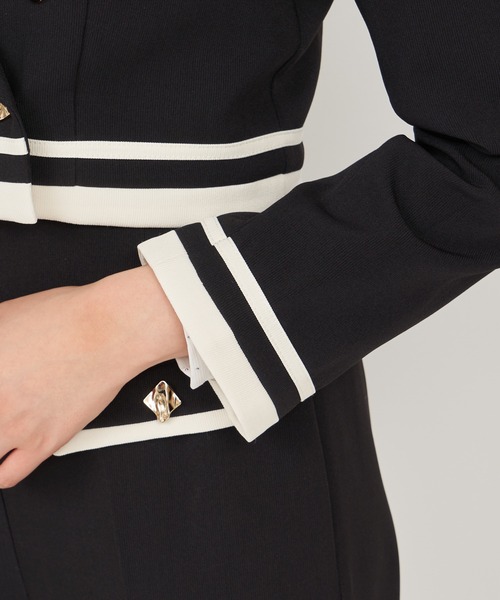 ROYAL PARTY(ロイヤルパーティー)の「配色テーラードクロップドジャケット(テーラードジャケット・レディース・グリーン/オフホワイト/ブラック・FREE)」の8枚目の写真