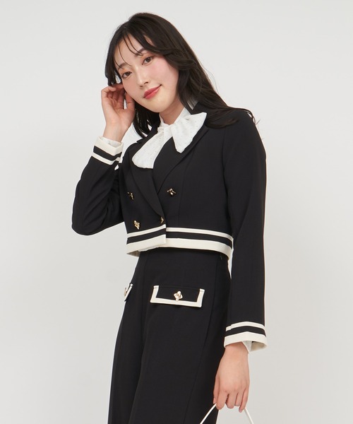 ROYAL PARTY(ロイヤルパーティー)の「配色テーラードクロップドジャケット(テーラードジャケット・レディース・グリーン/オフホワイト/ブラック・FREE)」の12枚目の写真