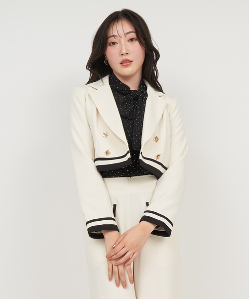 ROYAL PARTY(ロイヤルパーティー)の「配色テーラードクロップドジャケット(テーラードジャケット・レディース・グリーン/オフホワイト/ブラック・FREE)」の14枚目の写真