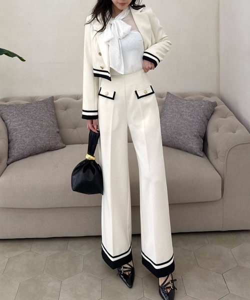 ROYAL PARTY(ロイヤルパーティー)の「配色テーラードクロップドジャケット(テーラードジャケット・レディース・グリーン/オフホワイト/ブラック・FREE)」の19枚目の写真