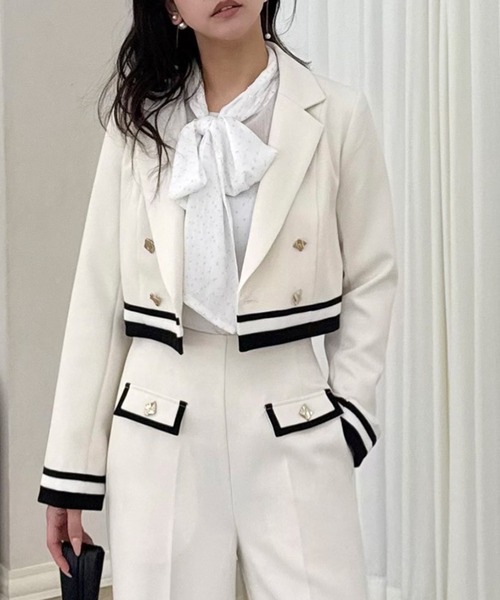 ROYAL PARTY(ロイヤルパーティー)の「配色テーラードクロップドジャケット(テーラードジャケット・レディース・グリーン/オフホワイト/ブラック・FREE)」の18枚目の写真