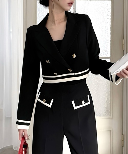 ROYAL PARTY(ロイヤルパーティー)の「配色テーラードクロップドジャケット(テーラードジャケット・レディース・グリーン/オフホワイト/ブラック・FREE)」の21枚目の写真