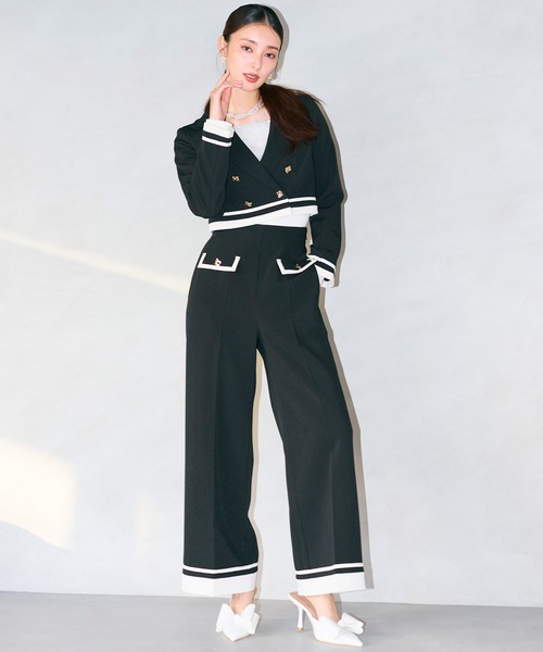 ROYAL PARTY(ロイヤルパーティー)の「配色テーラードクロップドジャケット(テーラードジャケット・レディース・グリーン/オフホワイト/ブラック・FREE)」の6枚目の写真