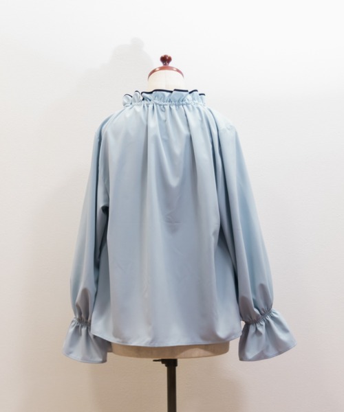 CLETTE(クレット)の「配色リボンフリル衿ブラウス(シャツ/ブラウス・レディース・オフホワイト/ブルー/ピンク・LL/3L/4L)」の18枚目の写真