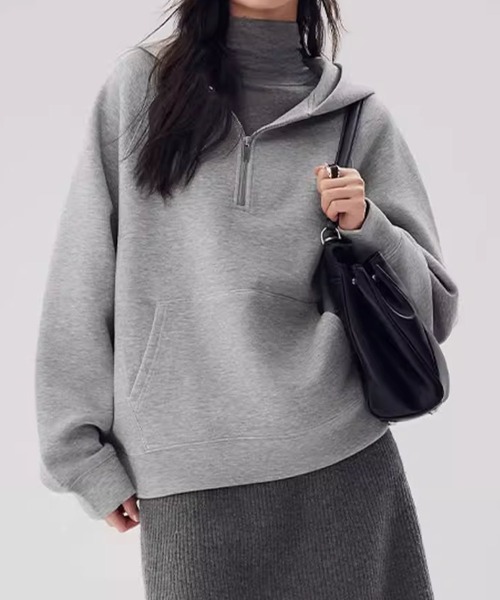 aimoha（アイモハ）の「ハーフジップフーディ（パーカー・レディース・杢グレー/ピンク/グレー/オフホワイト・FREE）」の17枚目の写真