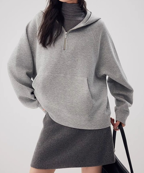 aimoha（アイモハ）の「ハーフジップフーディ（パーカー・レディース・杢グレー/ピンク/グレー/オフホワイト・FREE）」の18枚目の写真