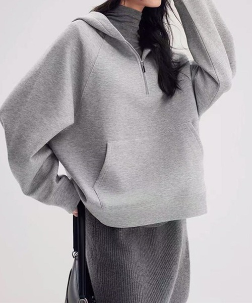aimoha（アイモハ）の「ハーフジップフーディ（パーカー・レディース・杢グレー/ピンク/グレー/オフホワイト・FREE）」の19枚目の写真