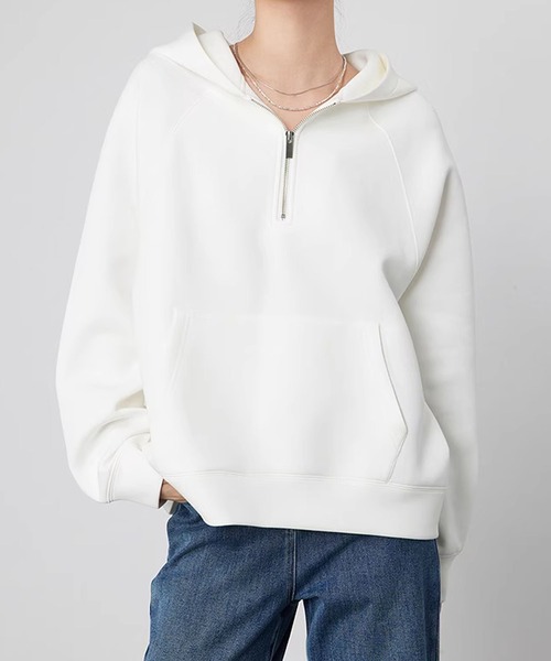 aimoha（アイモハ）の「ハーフジップフーディ（パーカー・レディース・杢グレー/ピンク/グレー/オフホワイト・FREE）」の22枚目の写真