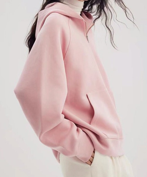 aimoha（アイモハ）の「ハーフジップフーディ（パーカー・レディース・杢グレー/ピンク/グレー/オフホワイト・FREE）」の6枚目の写真