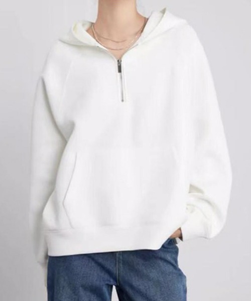 aimoha（アイモハ）の「ハーフジップフーディ（パーカー・レディース・杢グレー/ピンク/グレー/オフホワイト・FREE）」の10枚目の写真