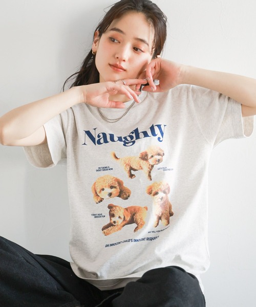 RAGEBLUE(レイジブルー)の「コラージュプリントコンパクトTシャツ(Tシャツ/カットソー・レディース・ライトグレー/ホワイト・FREE)」の2枚目の写真