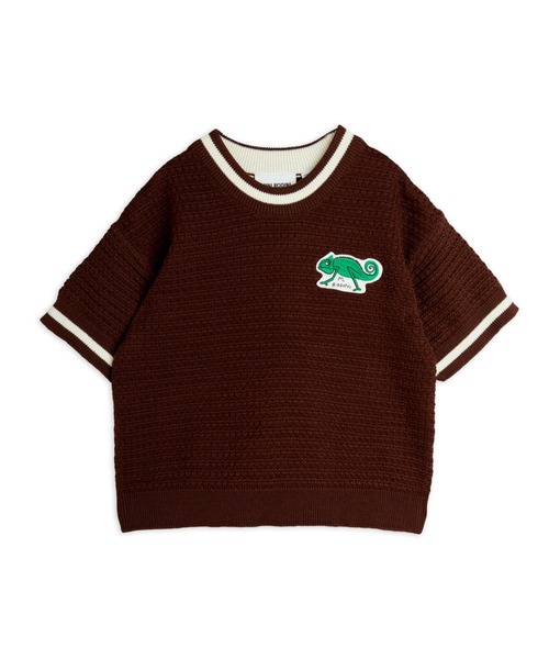 Mini Rodini（ミニロディーニ）の「mini rodini / カメレオンパッチニットTシャツ（Tシャツ/カットソー・キッズ・ブラウン・104/110/116/122/92/98）」の2枚目の写真