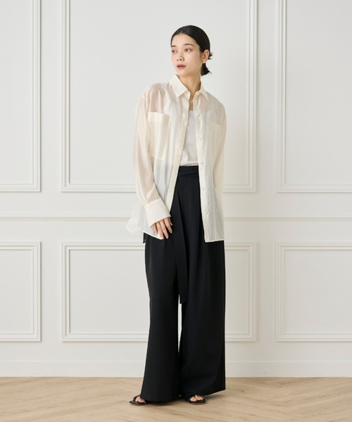 INED（イネド）の「【WEB限定カラー】オーガンジーシアーシャツ（シャツ/ブラウス・レディース・ブラック/オレンジ/アイボリー/モカ/ピンク・11号/9号）」の7枚目の写真