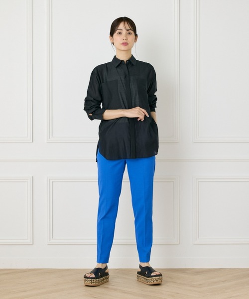 INED（イネド）の「【WEB限定カラー】オーガンジーシアーシャツ（シャツ/ブラウス・レディース・ブラック/オレンジ/アイボリー/モカ/ピンク・11号/9号）」の13枚目の写真