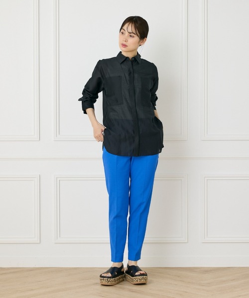 INED（イネド）の「【WEB限定カラー】オーガンジーシアーシャツ（シャツ/ブラウス・レディース・ブラック/オレンジ/アイボリー/モカ/ピンク・11号/9号）」の14枚目の写真