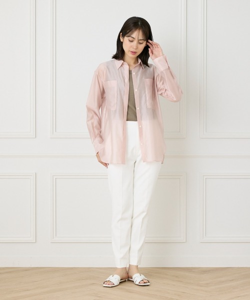 INED（イネド）の「【WEB限定カラー】オーガンジーシアーシャツ（シャツ/ブラウス・レディース・ブラック/オレンジ/アイボリー/モカ/ピンク・11号/9号）」の16枚目の写真
