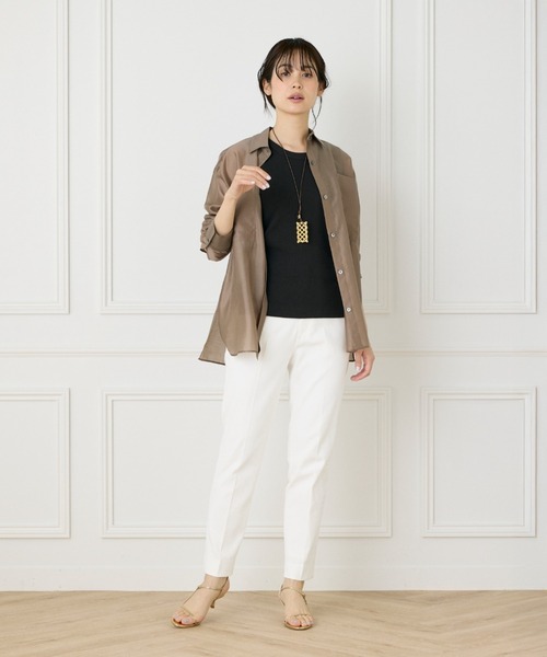 INED（イネド）の「【WEB限定カラー】オーガンジーシアーシャツ（シャツ/ブラウス・レディース・ブラック/オレンジ/アイボリー/モカ/ピンク・11号/9号）」の19枚目の写真