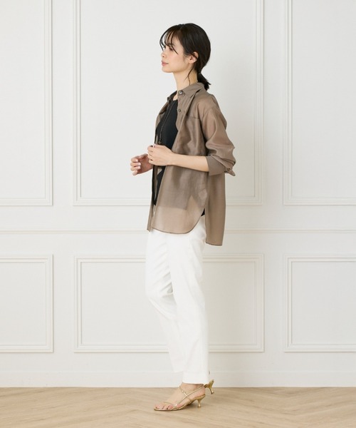 INED（イネド）の「【WEB限定カラー】オーガンジーシアーシャツ（シャツ/ブラウス・レディース・ブラック/オレンジ/アイボリー/モカ/ピンク・11号/9号）」の20枚目の写真