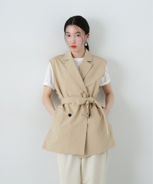 N.（N. Natural Beauty Basic）（エヌエヌナチュラルビューティーベーシック）の「トレンチ風ジレ（ベスト・レディース・ライトベージュ/ベージュ・MEDIUM）」の4枚目の写真