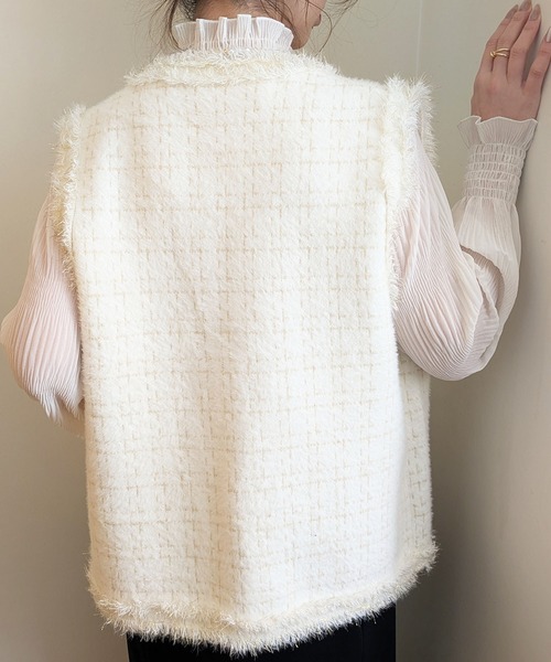 styiro(スタイロ)の「ツイードライクニットジレ ベスト 七五三 ハレの日 セレモニー その後オフィス服(ベスト・レディース・ブラック/ホワイト・FREE)」の6枚目の写真