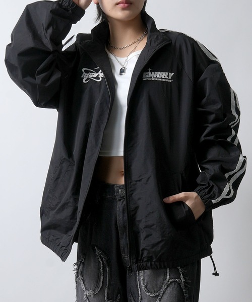 セール】sleeve line one point nylon jacket/袖ライン ワンポイント