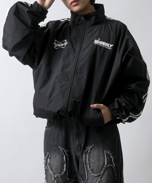 セール】sleeve line one point nylon jacket/袖ライン ワンポイント