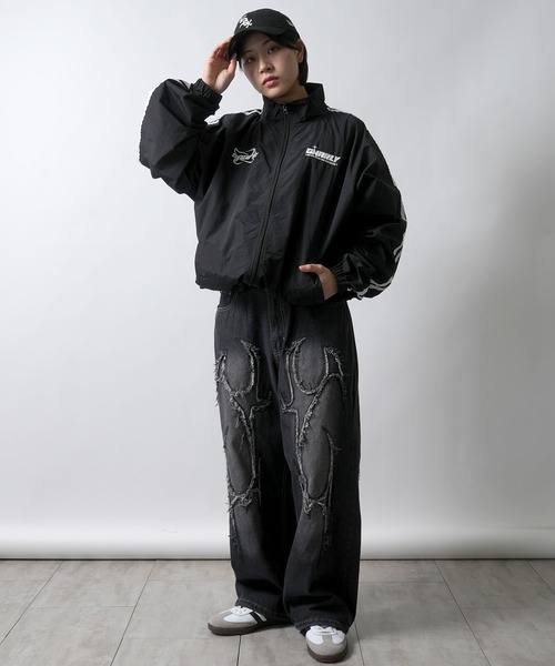 Starting Over（スターティングオーバー）の「sleeve line one point nylon jacket/袖ライン ワンポイント 刺繍 ナイロンジャケット（ナイロンジャケット・メンズ・ブラック/ワイン/ライトグレー・SS/M/L）」の15枚目の写真