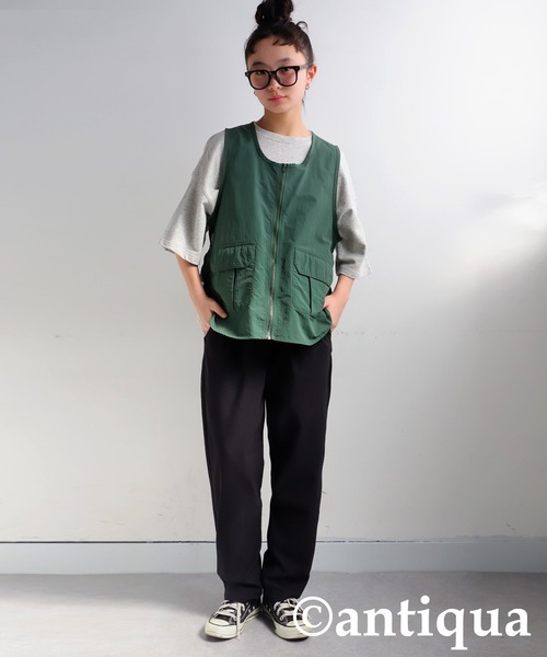 antiqua（アンティカ）の「テーパードパンツ（その他パンツ・キッズ・ブラック/ブラウン/グリーン/ダークグレー/ネイビー・140/150/160）」の2枚目の写真