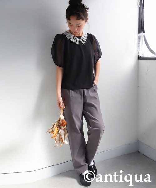 antiqua（アンティカ）の「テーパードパンツ（その他パンツ・キッズ・ブラック/ブラウン/グリーン/ダークグレー/ネイビー・140/150/160）」の19枚目の写真
