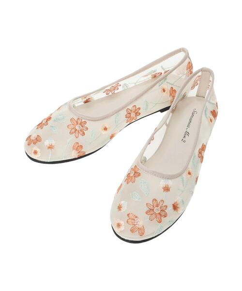 Samansa Mos2（サマンサ モスモス）の「花柄刺繍シアーシューズ（ドレスシューズ・レディース・ベージュ/ミント・L/M）」の6枚目の写真