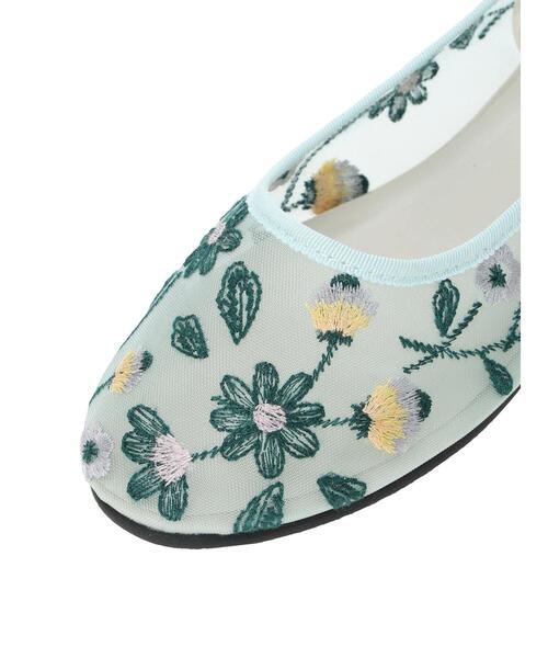 Samansa Mos2（サマンサ モスモス）の「花柄刺繍シアーシューズ（ドレスシューズ・レディース・ベージュ/ミント・L/M）」の10枚目の写真