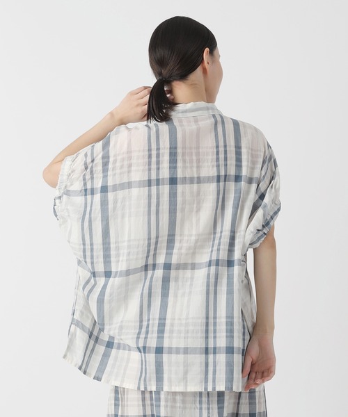 Plantation（プランテーション）の「シアーチェック / シャツ / (O)（シャツ/ブラウス・レディース・オフホワイト/ネイビー・M size）」の3枚目の写真