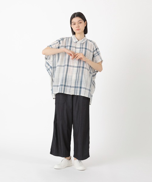 Plantation（プランテーション）の「シアーチェック / シャツ / (O)（シャツ/ブラウス・レディース・オフホワイト/ネイビー・M size）」の7枚目の写真