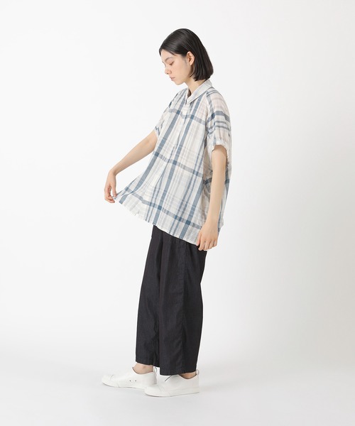 Plantation（プランテーション）の「シアーチェック / シャツ / (O)（シャツ/ブラウス・レディース・オフホワイト/ネイビー・M size）」の9枚目の写真