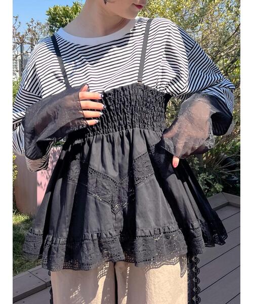 Samansa Mos2（サマンサ モスモス）の「2WAYレースビスチェ（シャツ/ブラウス・レディース・ブラック/オフホワイト/クリーム・F）」の2枚目の写真