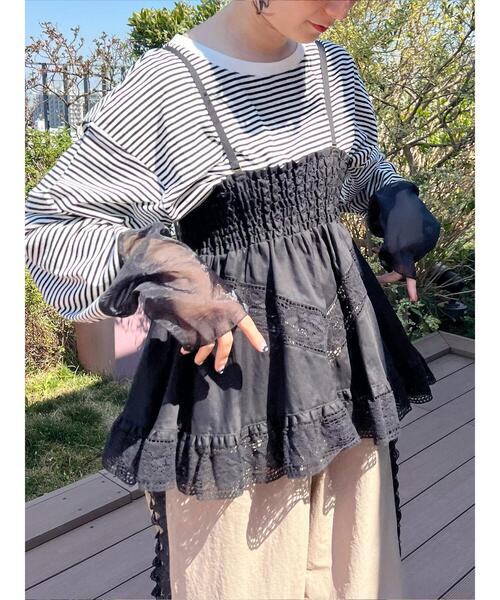 Samansa Mos2（サマンサ モスモス）の「2WAYレースビスチェ（シャツ/ブラウス・レディース・ブラック/オフホワイト/クリーム・F）」の4枚目の写真