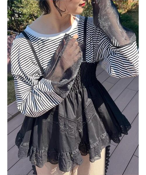 新品❤️Samansa Mos2 新作　キャミソール裾レース　ブラックビスチェ2点 セール】2WAYレースビスチェ（シャツ/ブラウス）｜Samansa Mos2