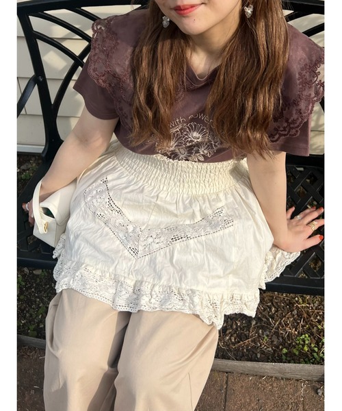 Samansa Mos2（サマンサ モスモス）の「2WAYレースビスチェ（シャツ/ブラウス・レディース・ブラック/オフホワイト/クリーム・F）」の3枚目の写真