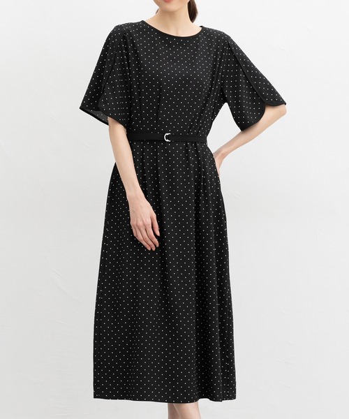 Honeys（ハニーズ）の「チューリップ袖ワンピース（ワンピース・レディース・ネイビー/ブラック系その他/ホワイト系その他/ブルー系その他3・LL/3L/S/M/L）」の3枚目の写真