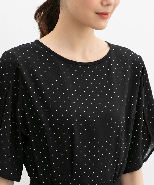 Honeys（ハニーズ）の「チューリップ袖ワンピース（ワンピース・レディース・ネイビー/ブラック系その他/ホワイト系その他/ブルー系その他3・LL/3L/S/M/L）」の15枚目の写真