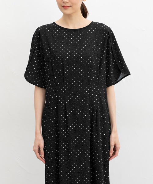 Honeys（ハニーズ）の「チューリップ袖ワンピース（ワンピース・レディース・ネイビー/ブラック系その他/ホワイト系その他/ブルー系その他3・LL/3L/S/M/L）」の9枚目の写真