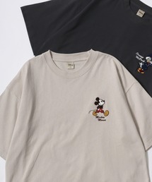Disney/ディズニー ミッキー/ズートピア/ベイマックス/リロ&スティッチ/ルシファー キャラクター ワンポイントサガラ刺繍 オーバーサイズ 半袖Tシャツ レディース メンズレディース メンズ