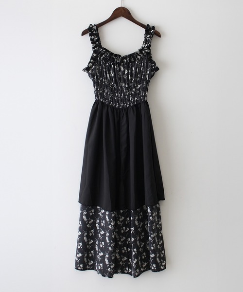 【キラキラ様確認用】バナーバレット ノースリーブワンピース セール】花柄シャーリングノースリーブワンピース（ワンピース