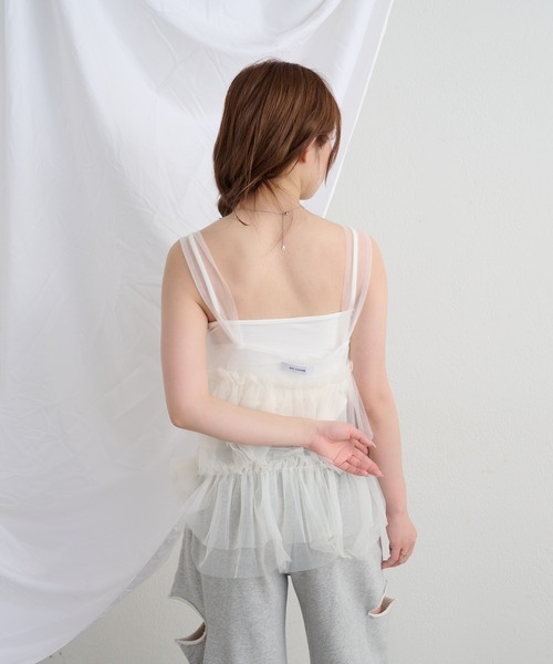 RAY CASSIN（レイカズン）の「チュールティアードキャミ（その他トップス・レディース・ベージュ/ブラウン/ホワイト・FREE）」の8枚目の写真