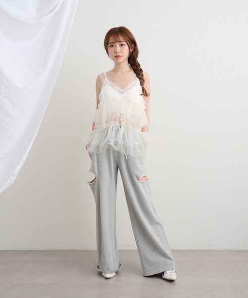 RAY CASSIN（レイカズン）の「チュールティアードキャミ（その他トップス・レディース・ベージュ/ブラウン/ホワイト・FREE）」の7枚目の写真