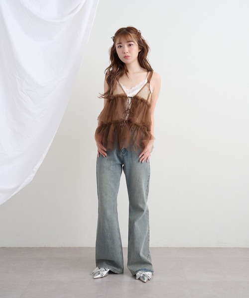 RAY CASSIN（レイカズン）の「チュールティアードキャミ（その他トップス・レディース・ベージュ/ブラウン/ホワイト・FREE）」の17枚目の写真